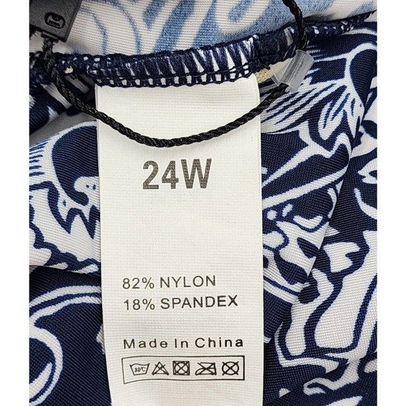 Septangle Plus Size 24W Tankini Swimsuit Blue Adjustable Padded Bra Paisley - Picture 11 of 12